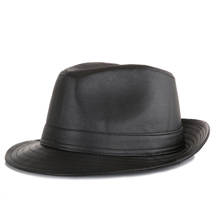 Autumn And Winter Fashion Plaid Pu Texture Top Hat