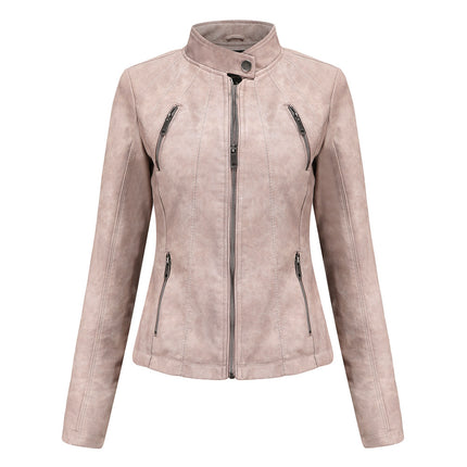Short ladies leather jacket