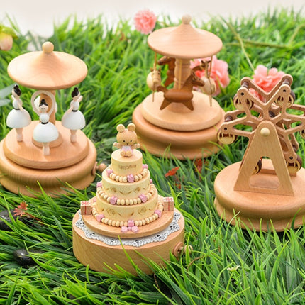 Music Boxes Innovative Rotating Musical Box Wooden Music Box Table Decoration