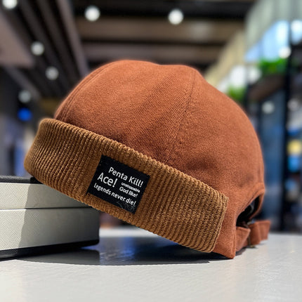 Corduroy Brimless Skullcap Women's Hip Hop