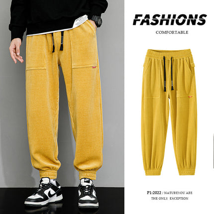 Men's Plus-sized Loose Wide Leg Corduroy Sports Casual Pants