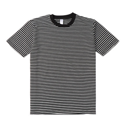 Striped Short Sleeve Simple Men's Versatile T-shirt Loose Top Half Sleeve Slim Striped Navy Skirt