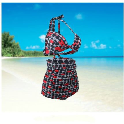 Rose Bikini Split High Waist Hot Spring Swimsuit