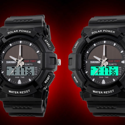 Time beauty personality solar watch fashion electronic double display waterproof outdoor sports men's watch student watch