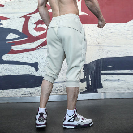 Leisure Sports Daily Outdoor Cropped Trousers Patchwork Pocket Zipper Leg Shaping Thread