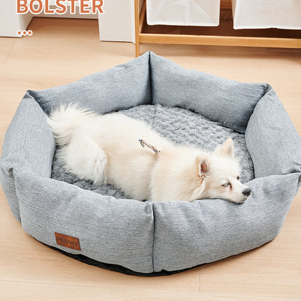 Rose Velvet Hexagonal Dog Bed For Small Medium Large Dogs,Durable Calming Down Dog Sofa,Soft Sleeping Fluffy Fur Plush Dog Couch