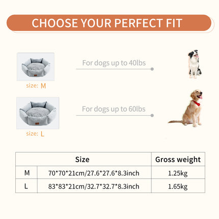 Rose Velvet Hexagonal Dog Bed For Small Medium Large Dogs,Durable Calming Down Dog Sofa,Soft Sleeping Fluffy Fur Plush Dog Couch