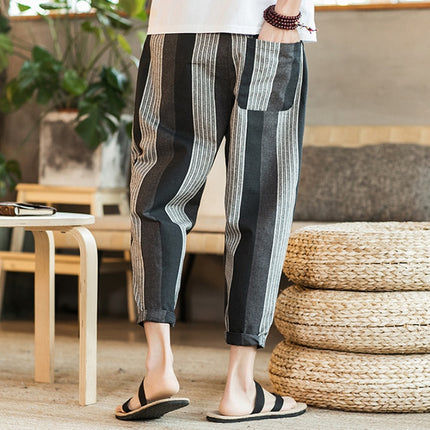 Chinese Style New Cotton And Linen Large Size Casual Youth Feet Japanese Men's Pants