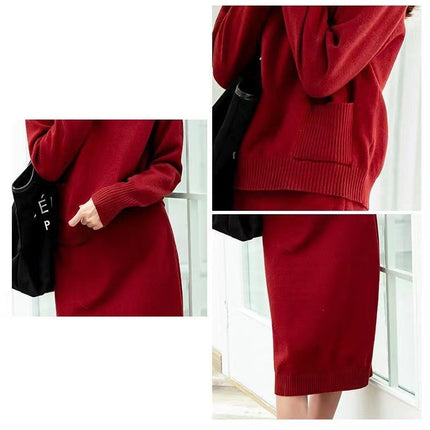 Fashion Woolen Skirt Two Piece Loose