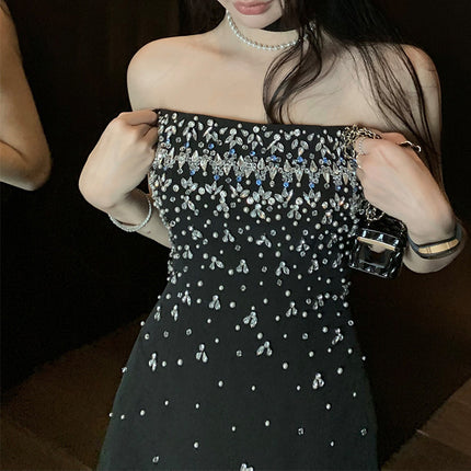 Women's Fashion Heavy Industry Rhinestone Beaded Dress