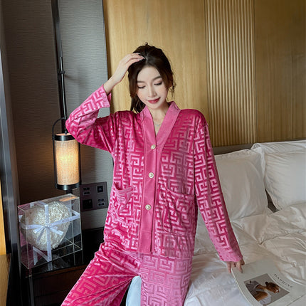 New Gold Velvet Pajamas Women's Suit