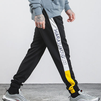 New Spring Color Letters Side Stripes Men's Casual Elastic Pants Feet