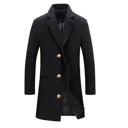 Woolen Coat Men's Mid-length Trench Coat Multi-color