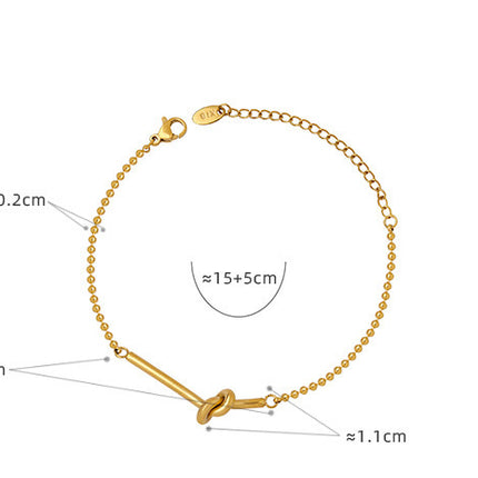 Small Lucky Heart-shaped Knotted Bead Necklace Mini Bracelet