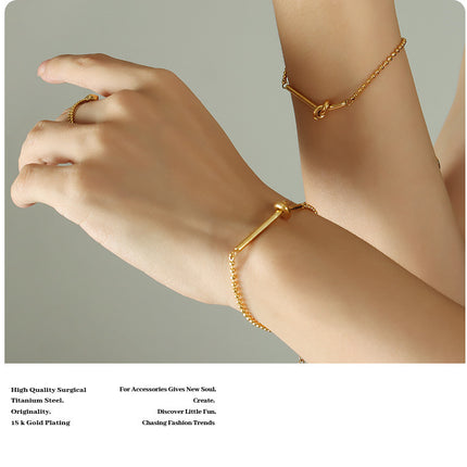 Small Lucky Heart-shaped Knotted Bead Necklace Mini Bracelet