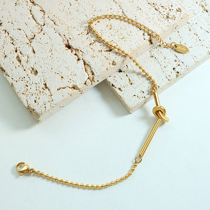 Small Lucky Heart-shaped Knotted Bead Necklace Mini Bracelet