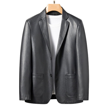 Spring Business Casual Men's Leather Coat