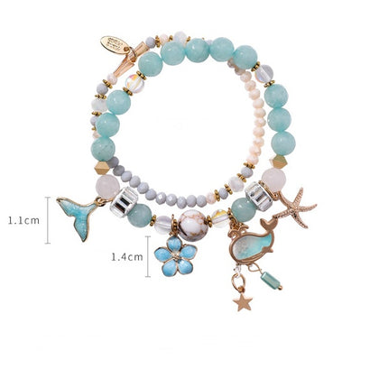 Whale tail bracelet double elastic personality retro flower starfish national wind jewelry