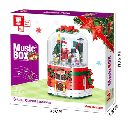 LED Light Christmas Building Blocks Santa Claus Spin Music Box Creator Bricks Christmas Gift