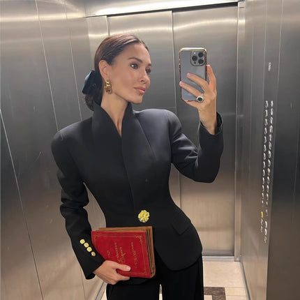 Advanced Slim Fit Small Business Suit Coat Metal Buckle