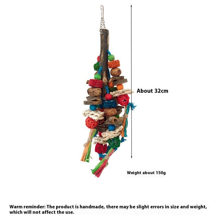 Parrot Toy Bird Decompression Relieving Stuffy Natural Material Tearing Toy Color String Combination