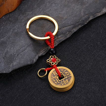 Brass Creative Fortune Cat Keychain Copper Wire Pendant