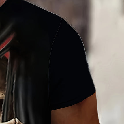 Men's 3D Skull Printed T-shirt - Casual Short Sleeve, Summer Outdoor, Stretch Polyester Blended, Machine Washable