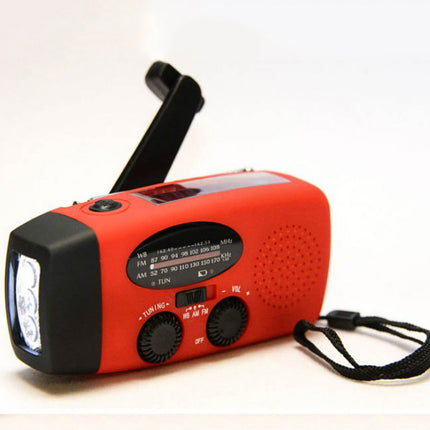 Solar hand crank USB charging radio flashlight