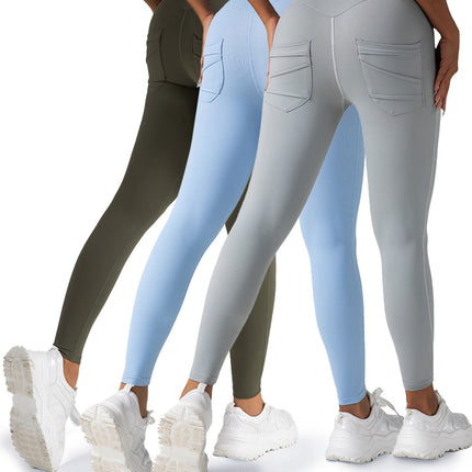 3 Pack Womens Yoga Leggings 4-Way Stretch High Waisted Tummy Control Pant With Pocket Workout Athletic Gym Casual Pants
