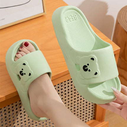 Cute Bear Home Slippers Summer Fashion Thick Bottom Non-slip Bathroom Slipper Women Men Couples Shoes