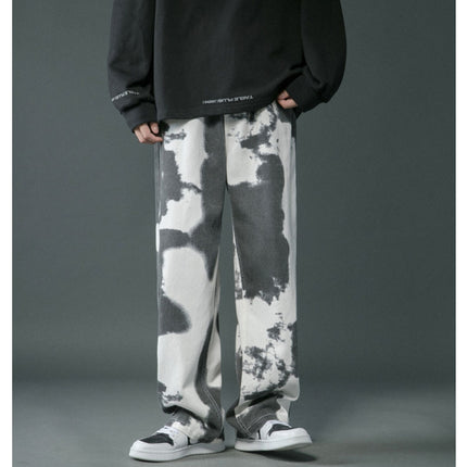 Tie Dyed Denim Straight Leg Pants For Boys