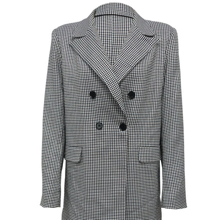 Ladies' Lapel Double Breasted Checkered Suit Jacket