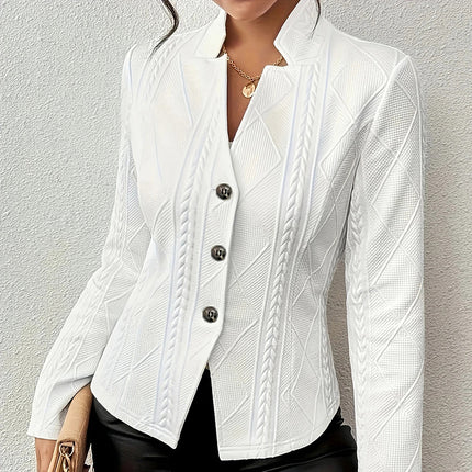Women's Elegant Textured Open Front Business Casual Work Office Blazer Jacket Suit