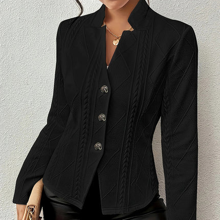 Women's Elegant Textured Open Front Business Casual Work Office Blazer Jacket Suit