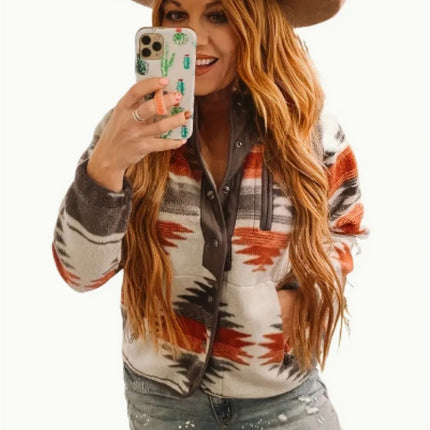 Women's Casual Western-Inspired Printed Jacket