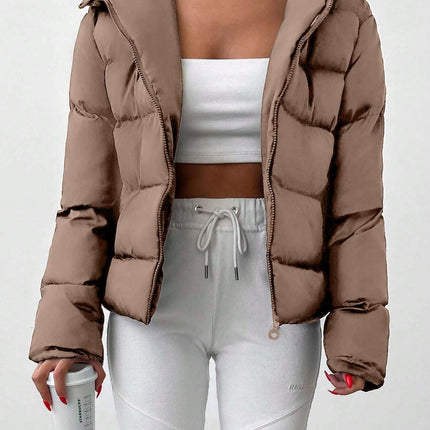 Women's Casual Solid Color Zipper Hoodie Jacket