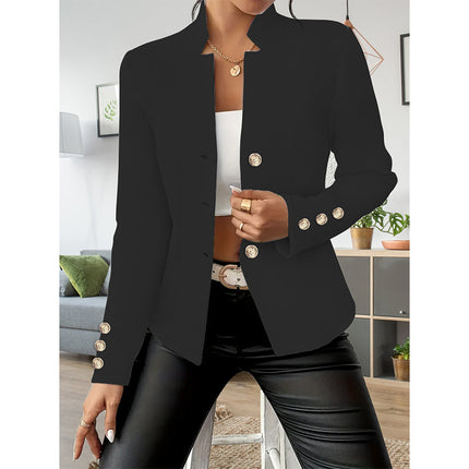 Women Casual Blazers Long Sleeve Business Outerwear Slim Fitting Single Breasted Jacket