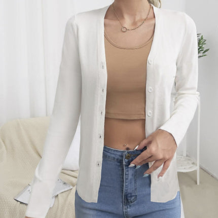 Women's Solid Color Autumn And Winter New Button Detail Design Long Sleeved Jacket Top