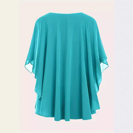 European And American Plus Size Women's Clothes New Belly-covering Slimming Loose Solid Color Short Sleeve