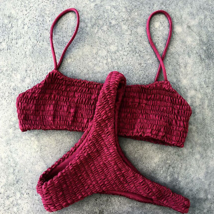 Swimsuit sexy pleated triangle bikini