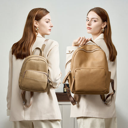 Large Capacity Portable Computer Lightweight Leather Niche Women's Backpack