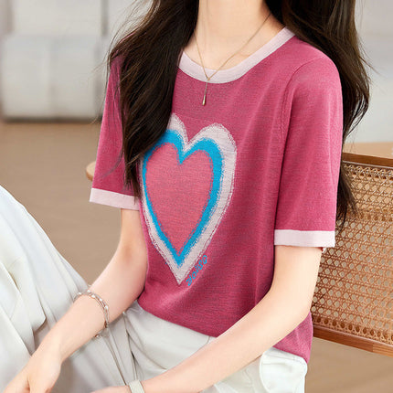 Fashion Love T-shirt Under Shirt Lightweight Breathable Short Top