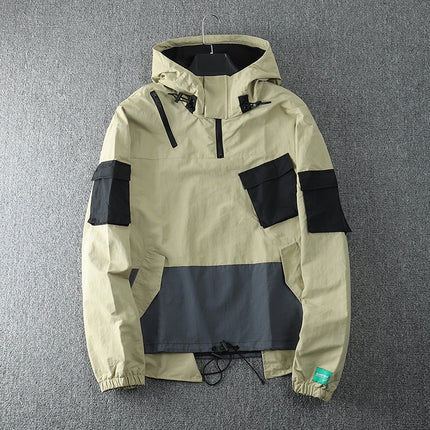 Men's Hip Hop Hooded Workwear Multi-pocket Jacket Charge Jacket