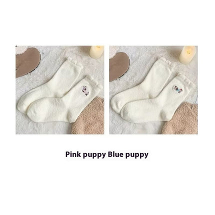 Cute Cartoon Fleece Lined Padded Warm Keeping Winter Socks