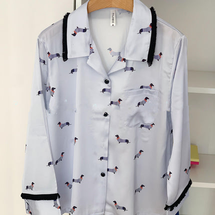 Ice And Snow Silk Long-sleeved Trousers Pajama Suit