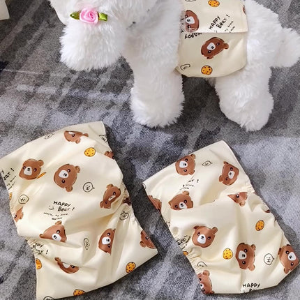 Cute Cartoon Bone Paw Print Pet Male Dog Diaper Reusable Nappy Belly Band Wrap For Puppy Leak Proof Sanitary Panties