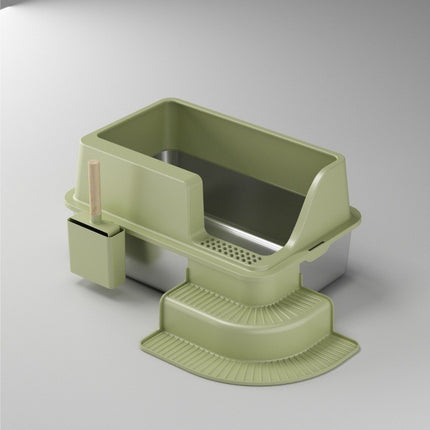 Semi-closed Stainless Steel Litter Box Oversized