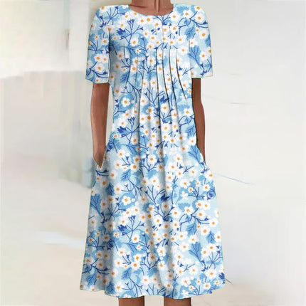 Casual Beach Dress Strap Type Loose Waist 3d Printed Dress