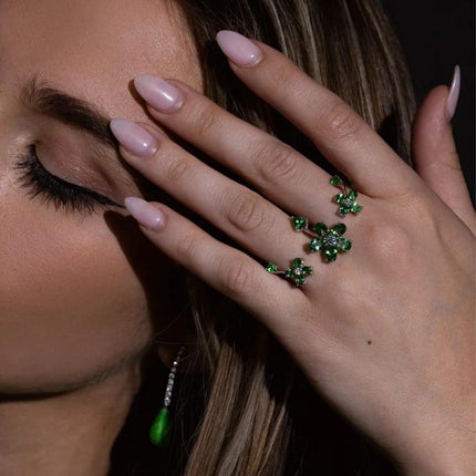 Personalized Flower Ring Heavy Micro Inlaid Zircon Flower Finger Ring Rings Women's Jewelry