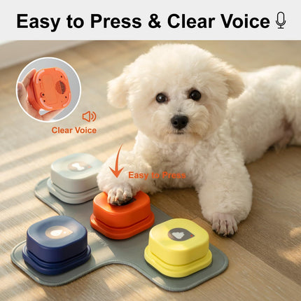 MEWOOFUN Dog Talking Buttons Set - 3 Recordable Communication Buttons With